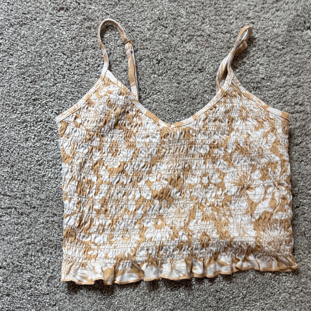 American Eagle Outfitters Tan and White Floral Camisole